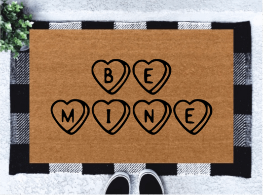Be Mine Candy heart Valentines Doormat