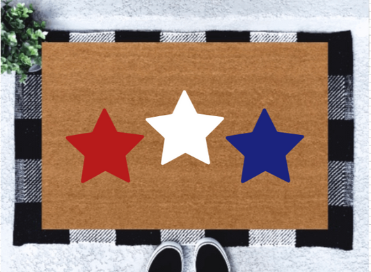 Red White Blue Stars Doormat