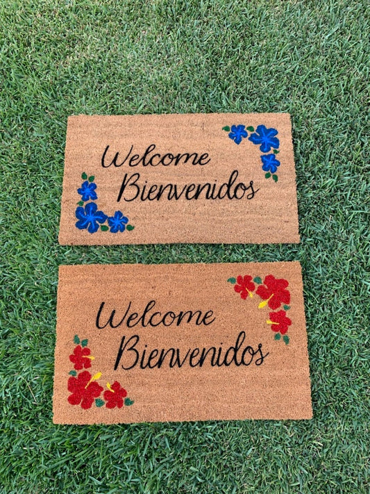 Hibiscus Welcome Mat