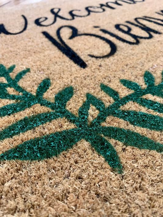 Welcome Bienvenidos Doormat | Modern Fern Leaves Doormat