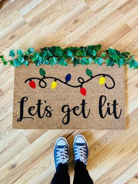Let's get lit Christmas Doormat