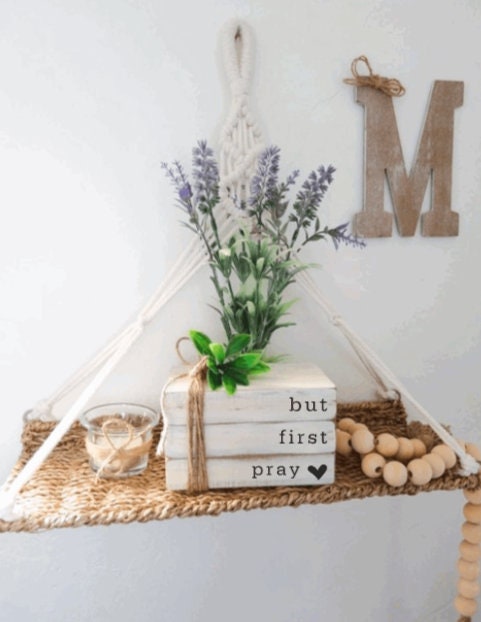 But First Pray Stacked Books | Farmhouse Stacked Books