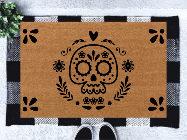 Dia De Los Muertos Doormat. Sugar Skull Day of the Dead Doormat