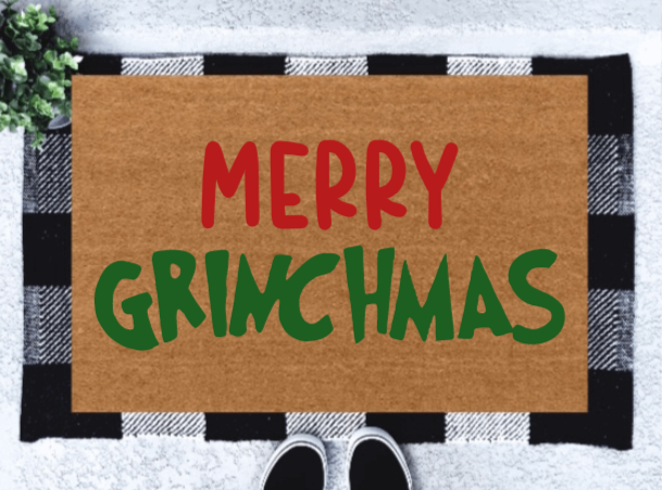 Merry Grinchmas Funny Christmas Doormats 