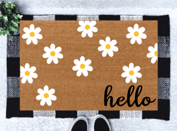 Hello Daisy Floral Spring Doormat