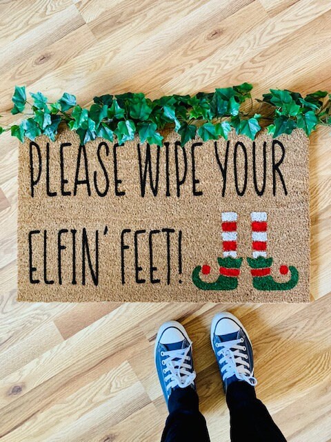 Funny Christmas  Elf Doormat
