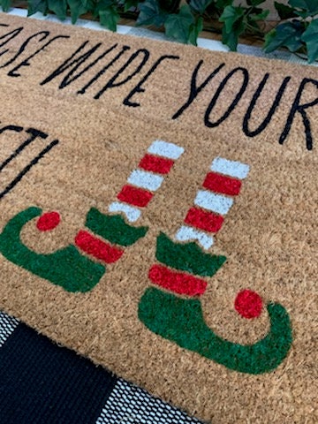 Please Wipe Your Elfin' Feet! Christmas Doormat